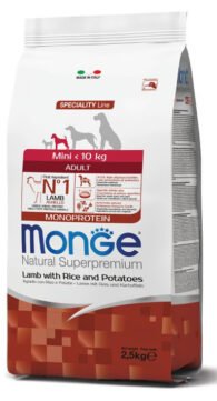 spec. line monoprotein mini adult sausas pašaras mažų veislių suaugusiems šunims su ėriena, ryžiais, bulvėmis 2,5kg