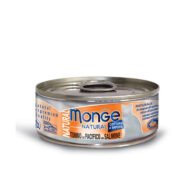 Monge kons. pašaras katėms su tuno gabalėliais, vištiena ir lašiša savo sultyse 80g