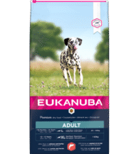Eukanuba L/XL visavertis pašaras suaugusiems šunims su lašiša ir miežiais, 12 kg
