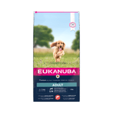 Eukanuba S/M visavertis pašaras suaugusiems šunims su lašiša ir miežiais, 12 kg