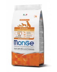 spec. line monoprotein puppy sausas pašaras visų veislių jauniems šuniukams su antiena, ryžiais ir bulvėmis 12kg
