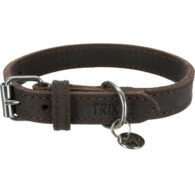 TRIXIE Rustic rieb. odos antkaklis, L 48-56cm/30mm, tams. rudas