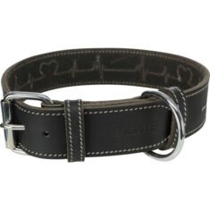 TRIXIE Rustic rieb. odos antkaklis Heartbeat, M 38-47cm/40mm, juodas