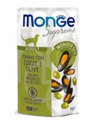 M06804 Monge SUPREME - Cat Wet Pouches Tuna with mussels and olives - Adult 80g (24)