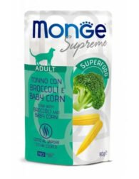 M06828 Monge SUPREME - Cat Wet Pouches Tuna with broccoli and baby corn - Adult 80g (24)