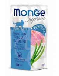 M06811 Monge SUPREME - Cat Wet Pouches Tuna with mullet and green beans - Sterilised 80g (24)