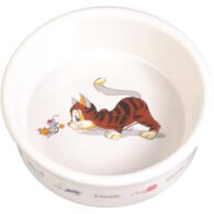 TRIXIE Dubenėlis, katė su pele, keramika, 0.2 l, ø 12 cm, baltas