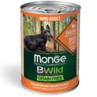 Monge Bwild mini adult konservuotas pašaras su antiena, moliūgais ir cukinijomis 400g