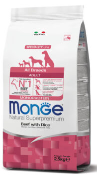 Monge Monoprotein adult sausas pašaras su jautiena ir ryžiais 2,5kg