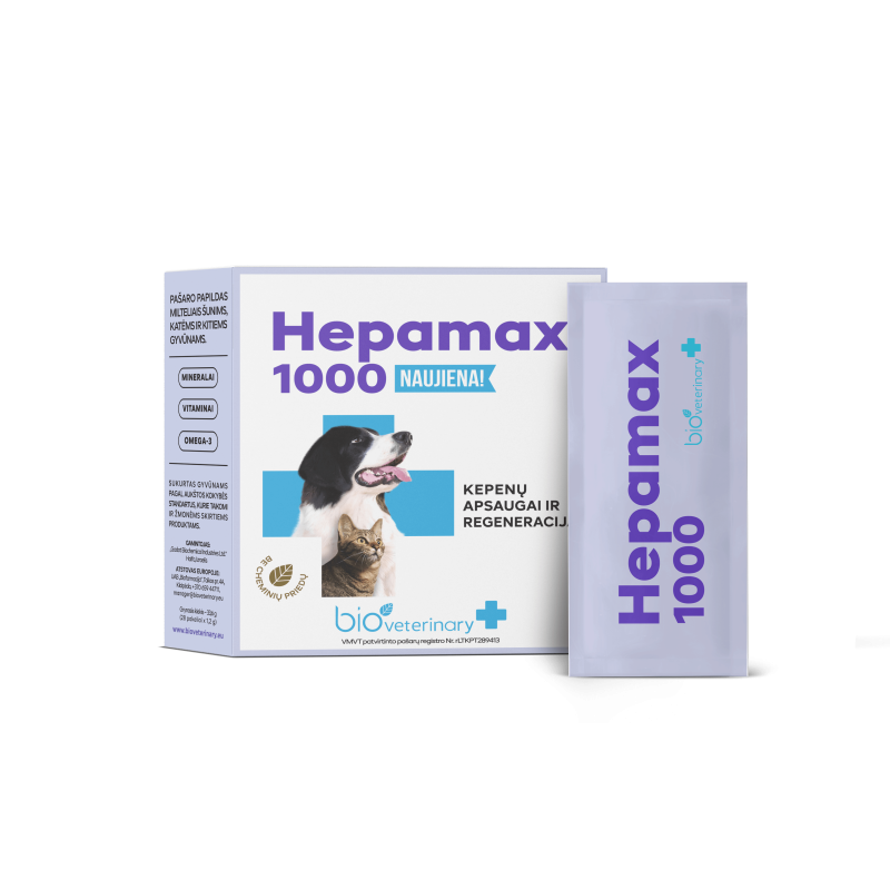 Bioveterinary Hepamax 1000 uztura bagātinātājs mājdzīvniekiem N28
